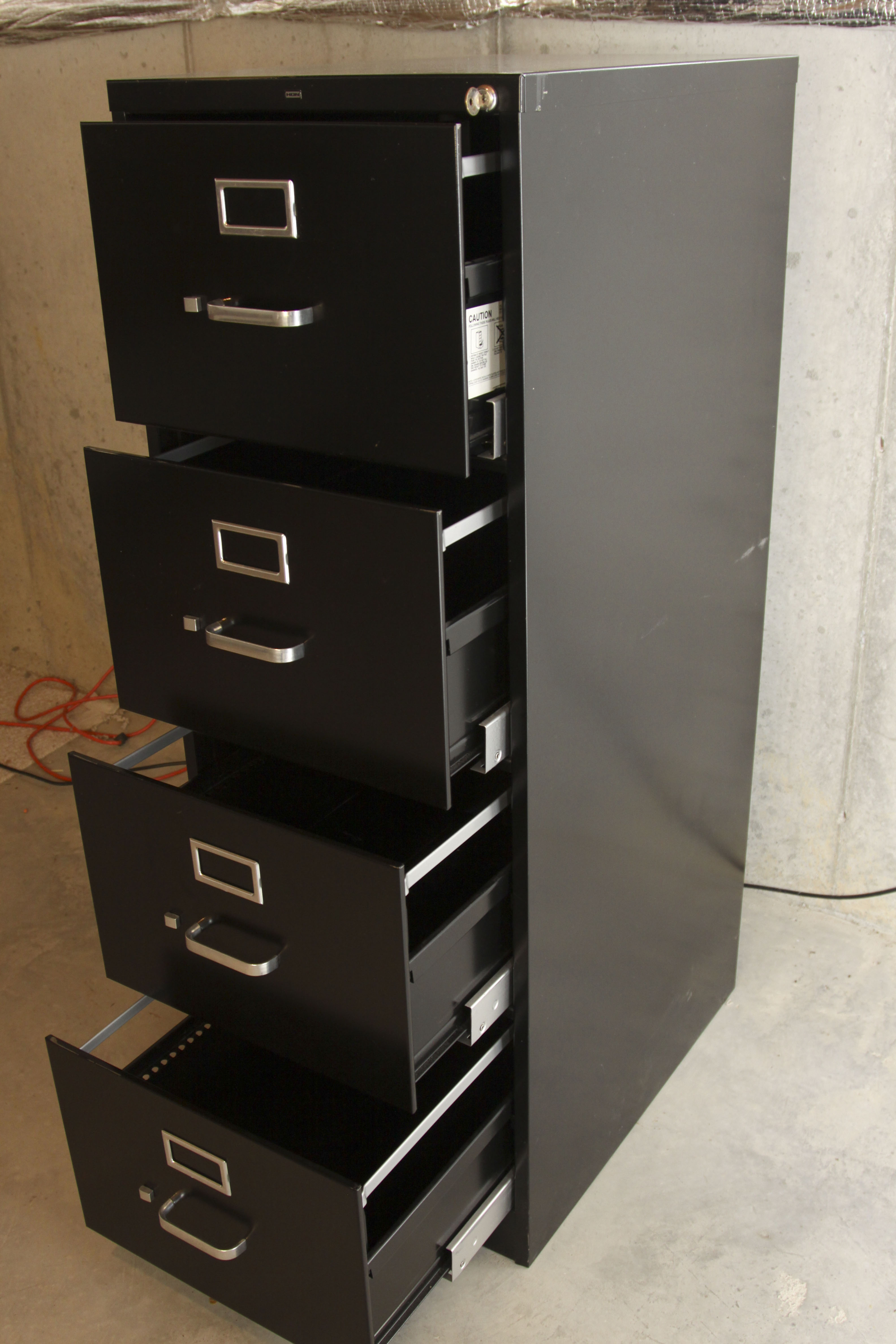 Black Metal FourDrawer File with Key EBTH