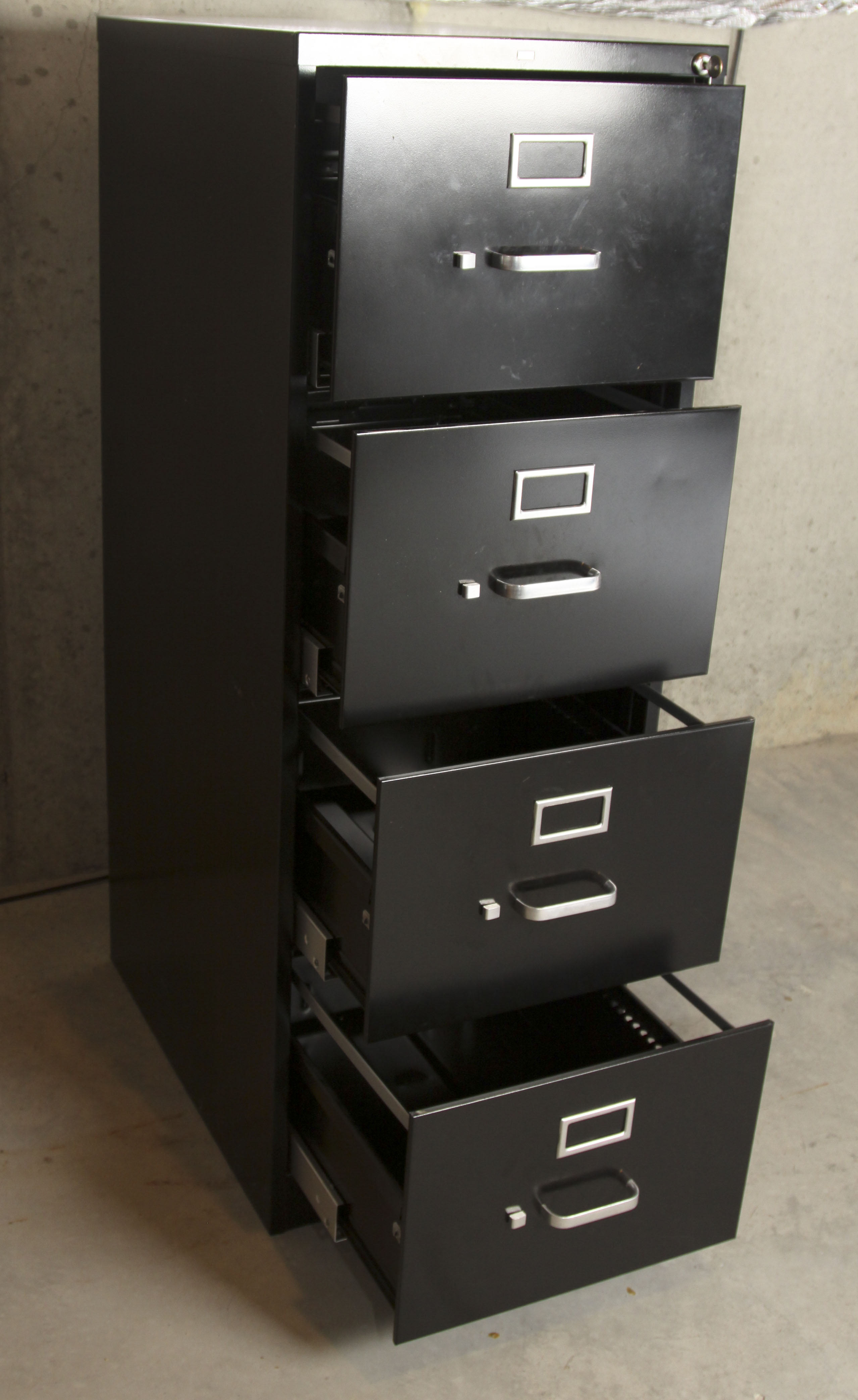 Black Metal FourDrawer File with Key EBTH