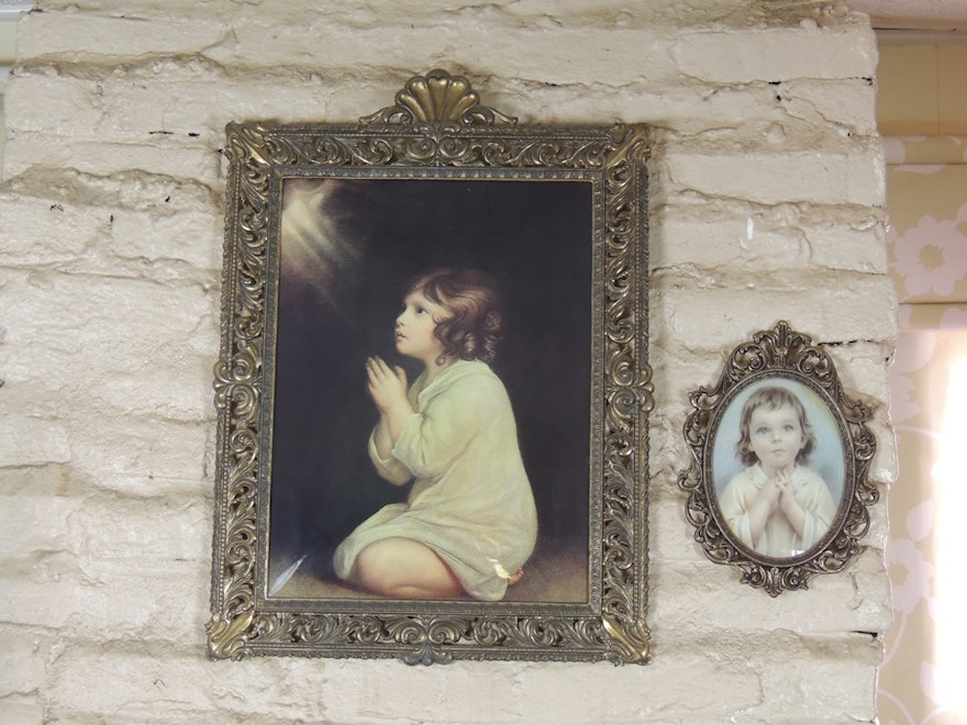 1950s Home Interiors Little Girl Praying Convex Framed Prints
