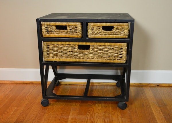 Rattan Basket Side Table EBTH