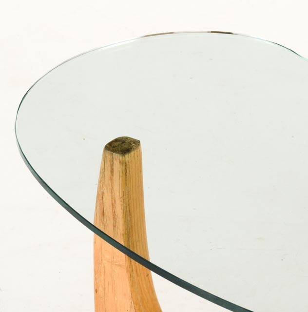 Noguchi Tribeca Glass and Wood Accent Table EBTH