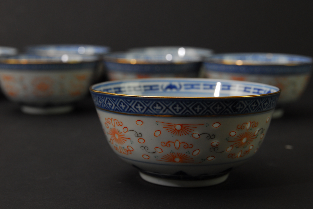 Set of Eight Chinese Bowls and Spoons EBTH