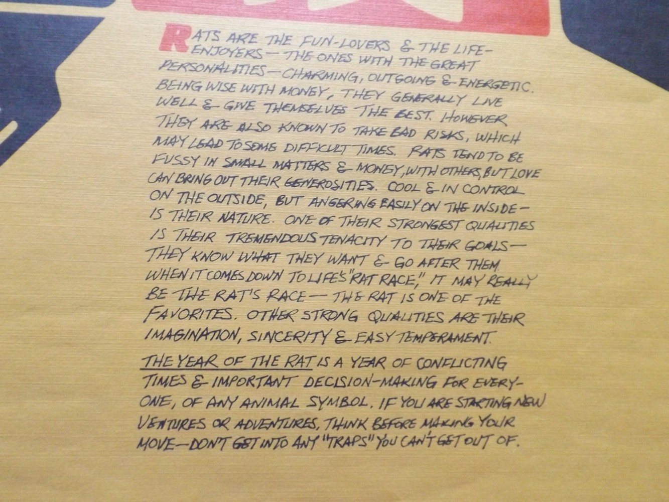 1984 "Year of the Rat" Poster EBTH