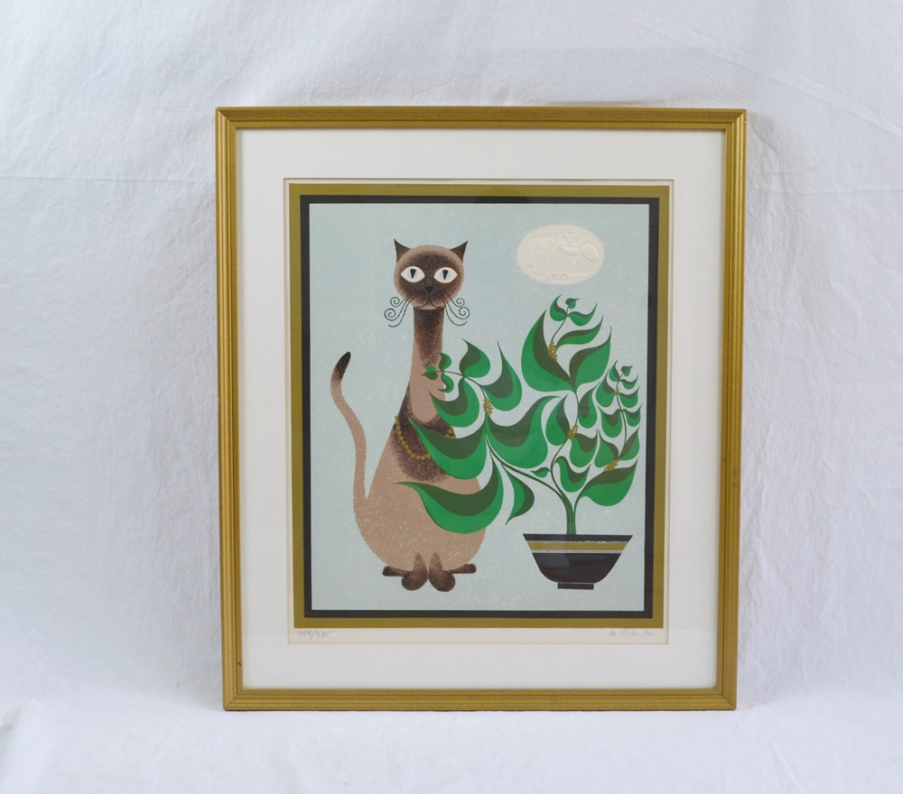 Limited Edition Cat Lithograph By Keith Llewellyn De Carlo EBTH