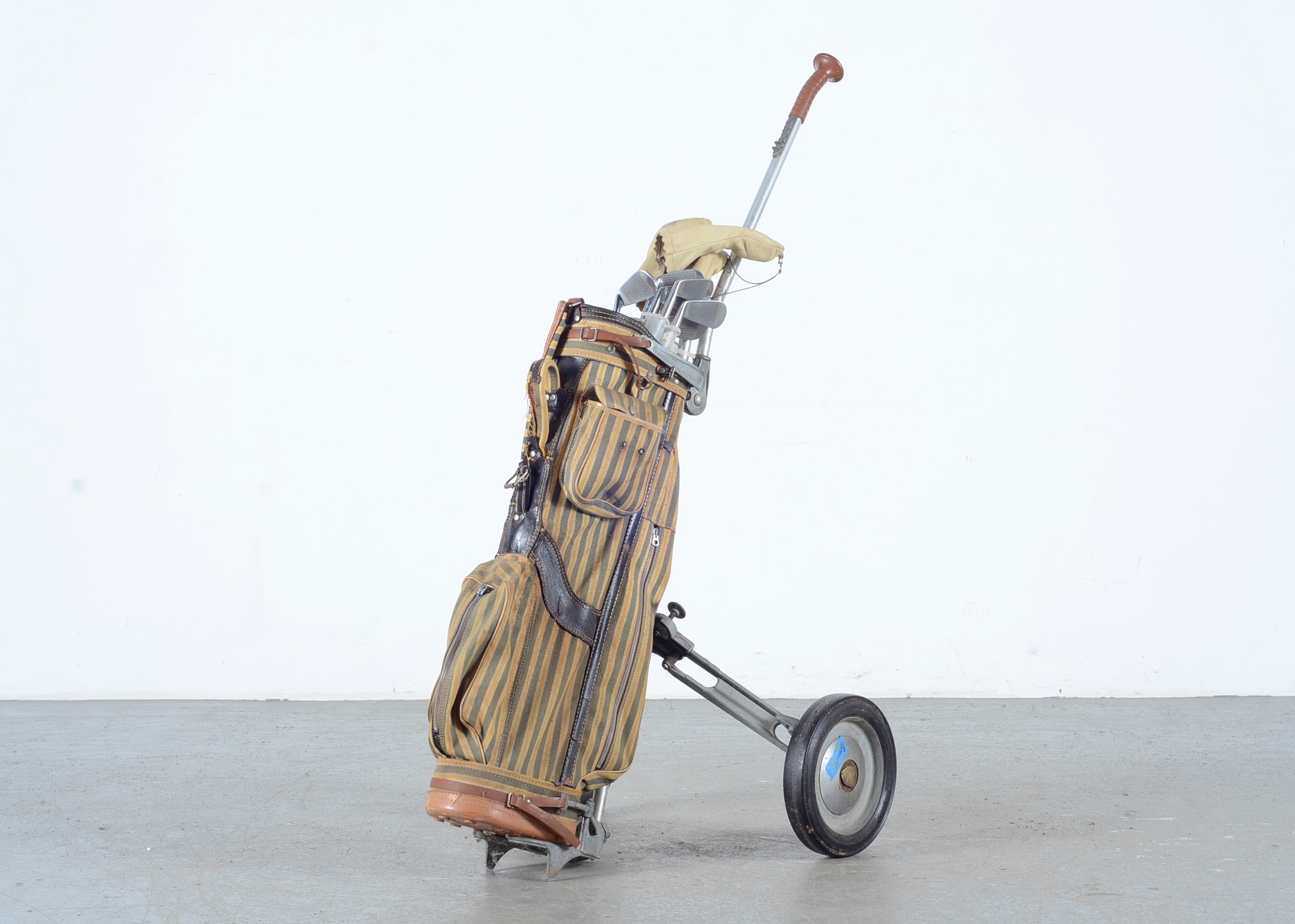 Vintage PowerBilt Golf Clubs and Bag Boy Caddy EBTH