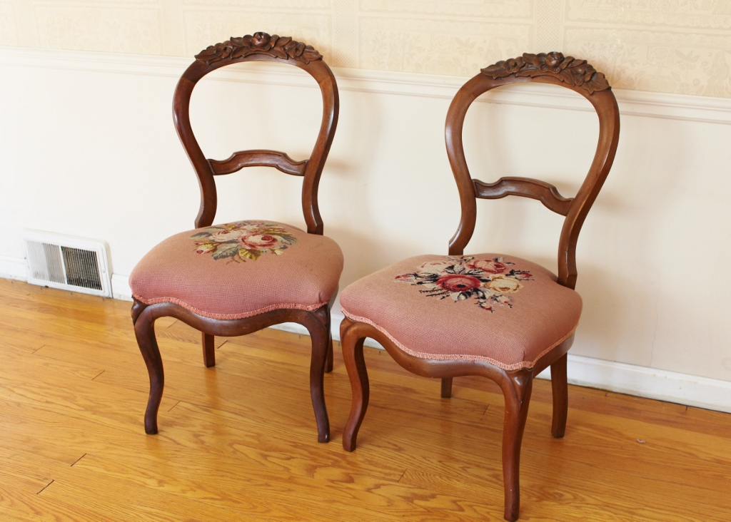 Two Victorian Balloon Back Chairs with Needlepoint Seats EBTH