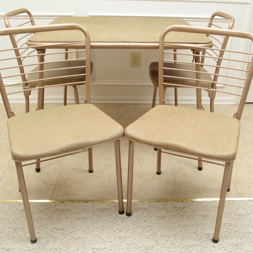 Vintage 1950s Cosco Folding Gaming Table And Four Chairs
