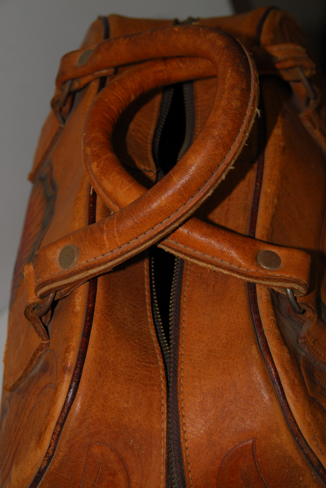 Vintage Mexican Tooled Leather Bowling Bag EBTH