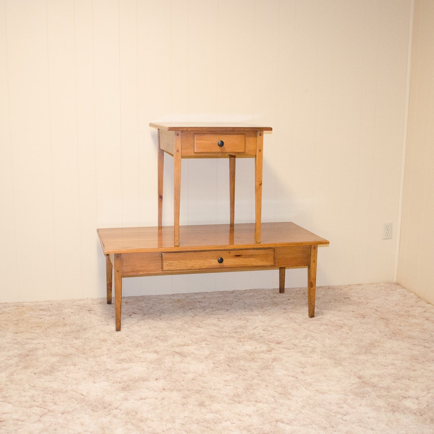 Knotty Pine Shaker Style Coffee And End Tables Ebth Knotty Pine Shaker Style Coffee And End Tables