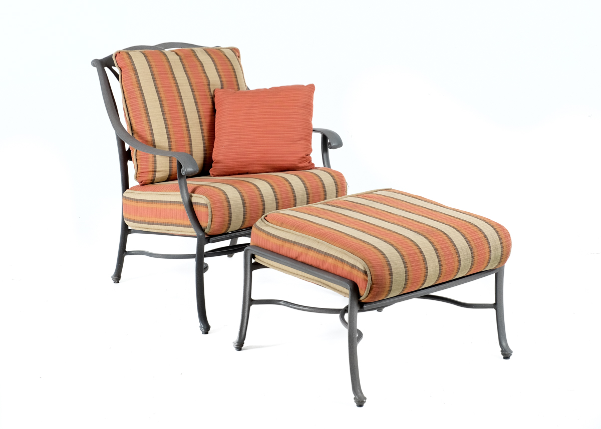 Cast Metal Patio Chair and Ottoman EBTH