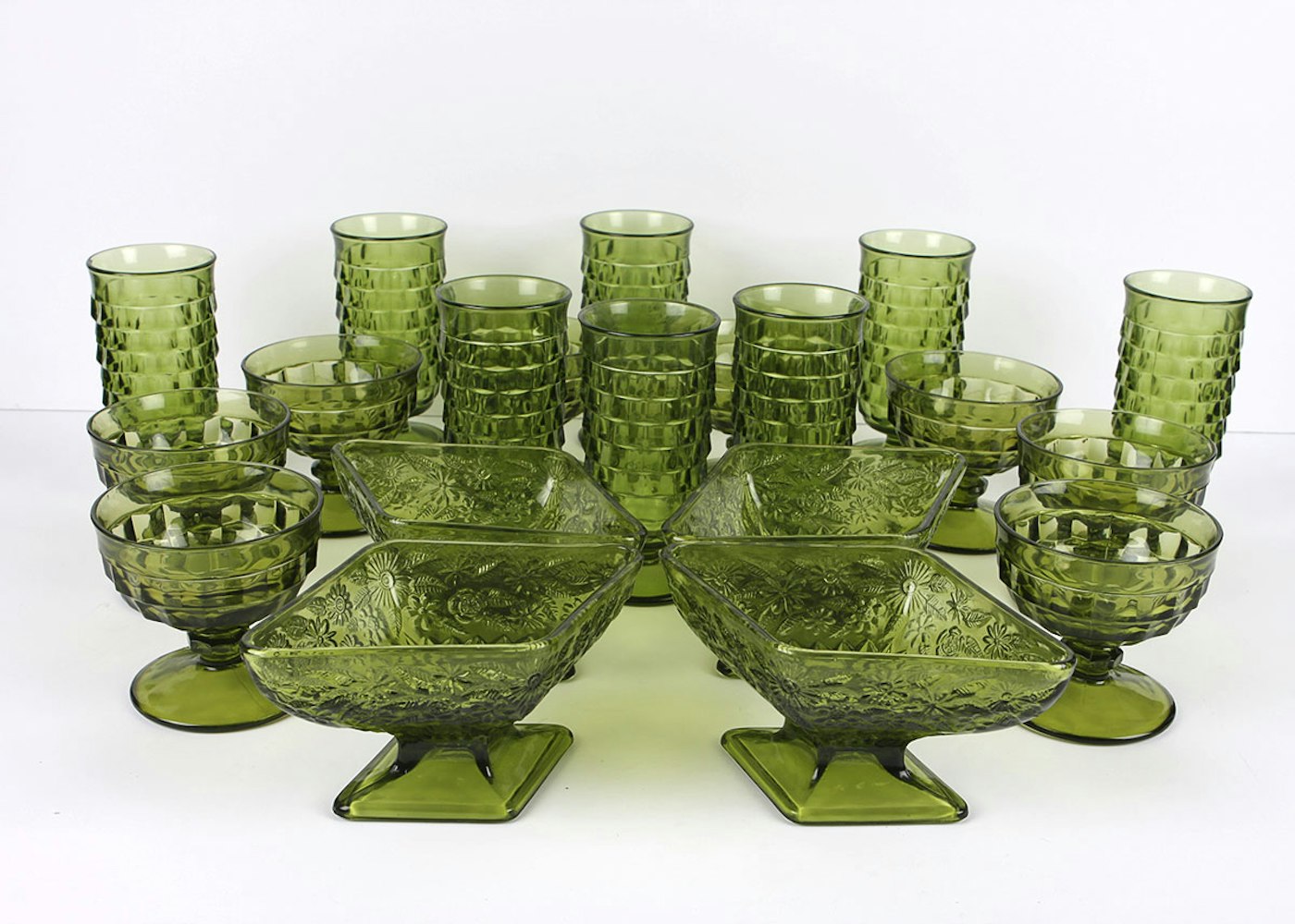 Mid Century Modern Green Glassware Ebth