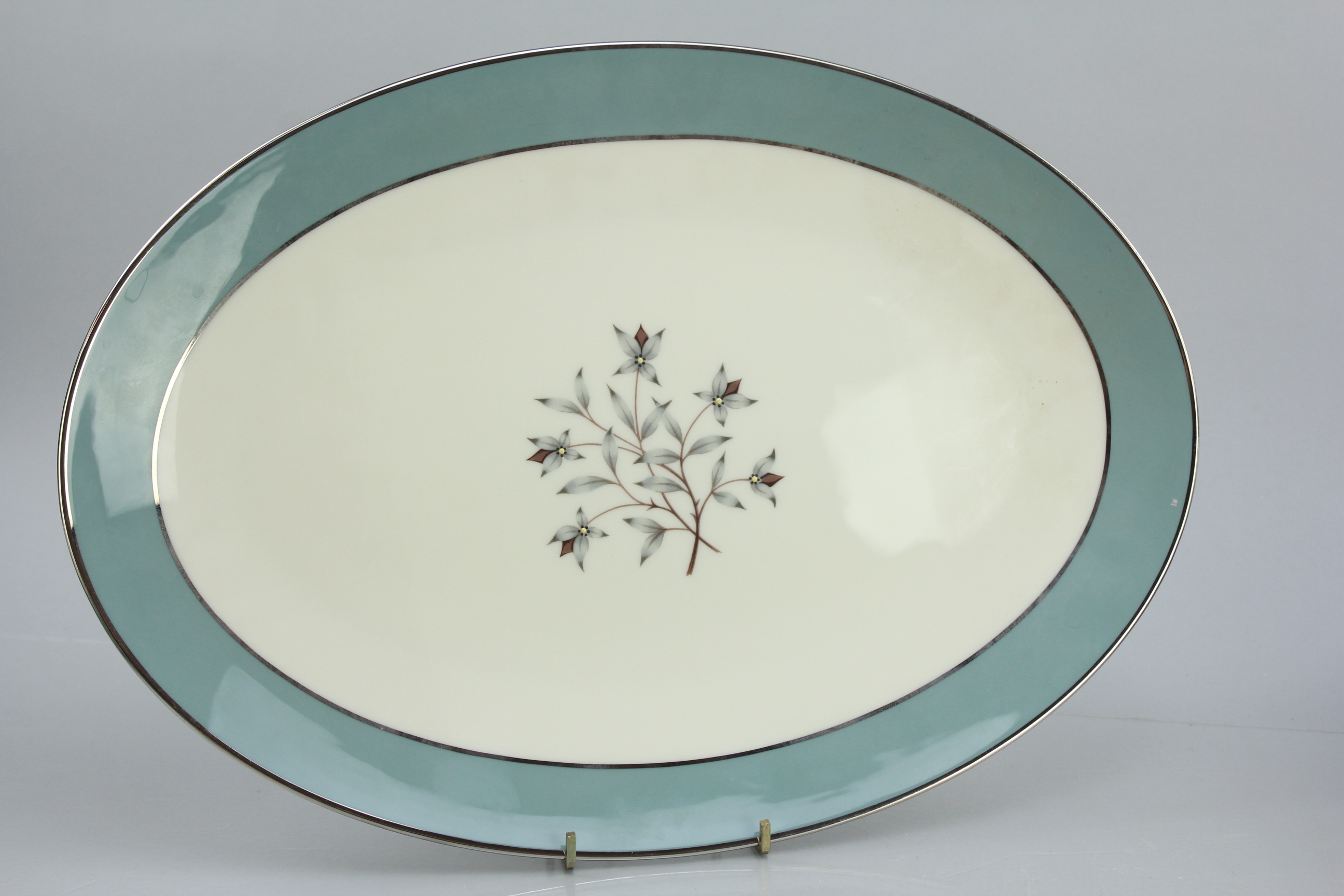 Service De Table LENOX Kingsley X-445 - 47 Pièces En Bone China | Floral Turquoise Et Ivoire Années 60-70