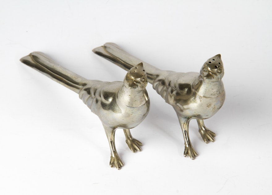 Silver Plated Bird Salt And Pepper Shakers Ebth