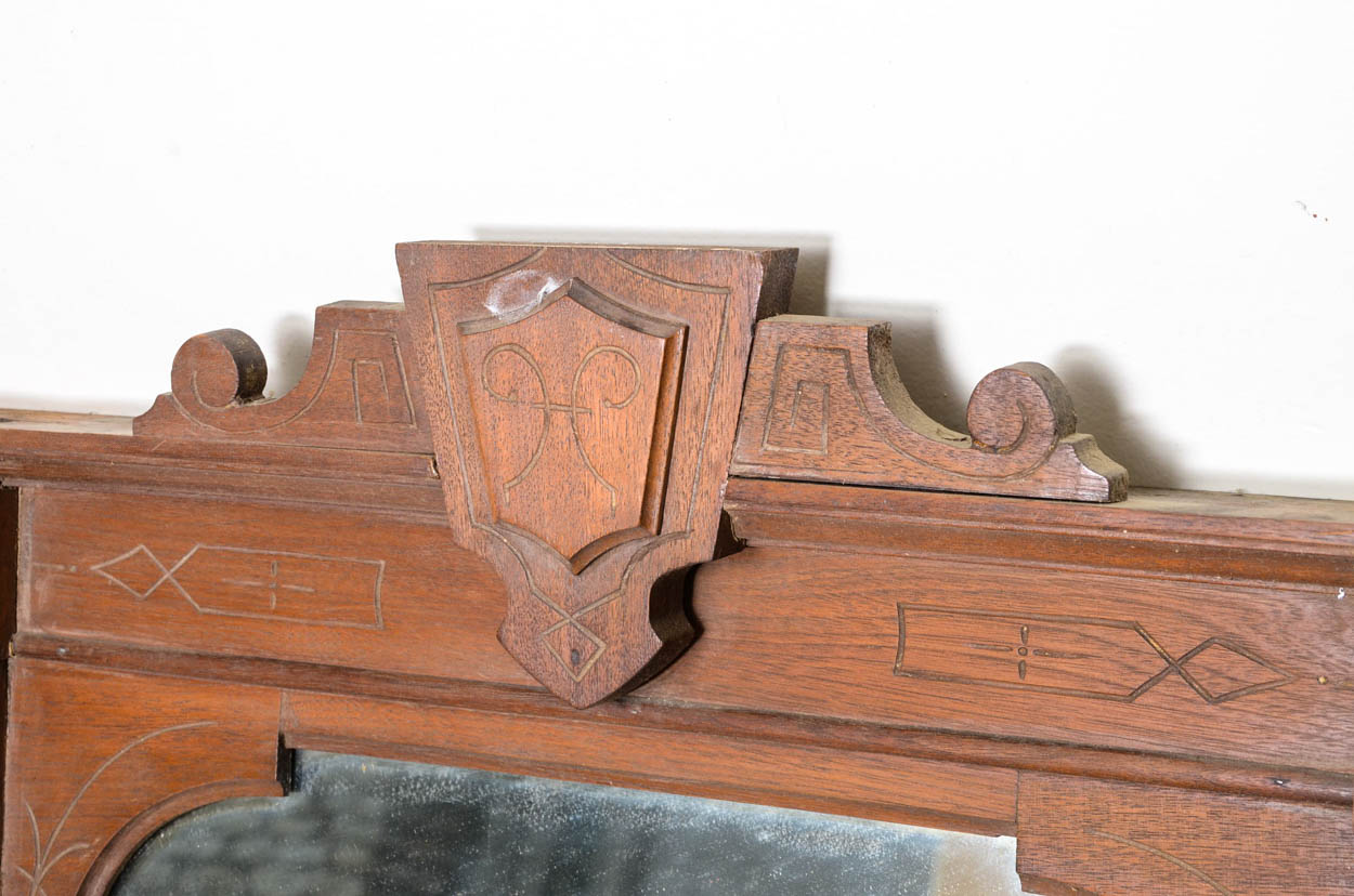 Antique Oak Framed Mirror EBTH