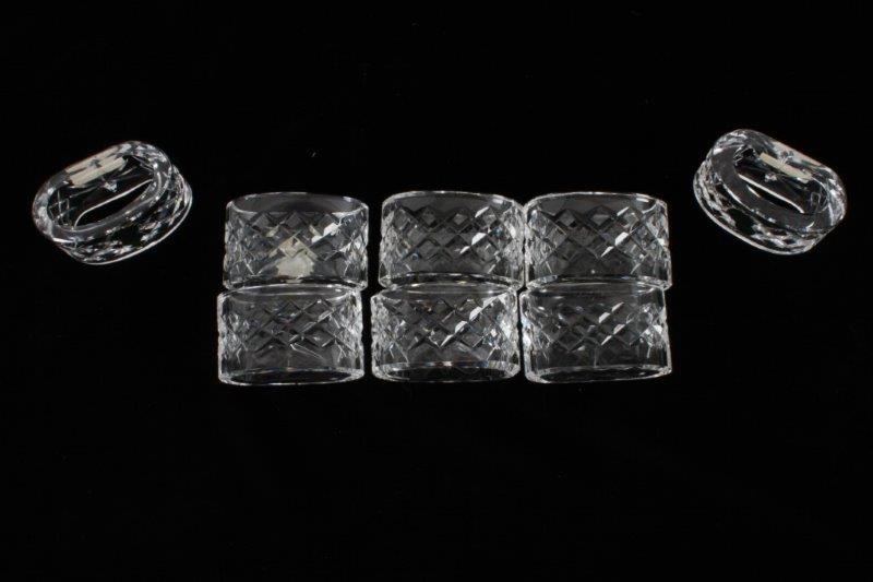 Eight Waterford Crystal "Lismore" Napkin Rings EBTH