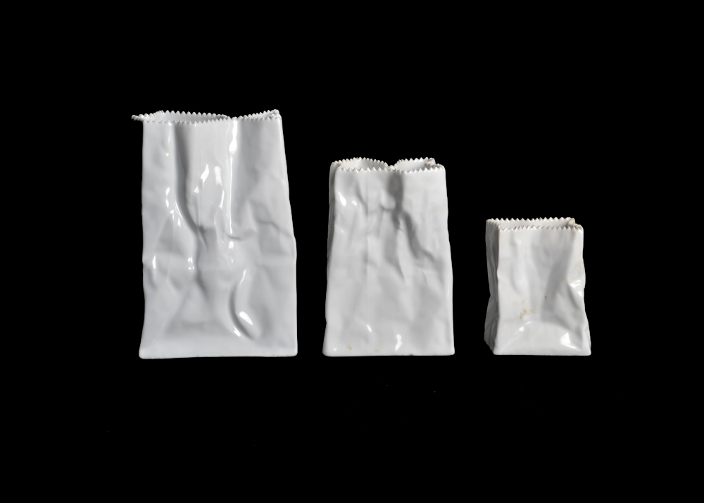 Trio Of Rosenthal Wirkkala Ceramic Paper Bag Vases Ebth