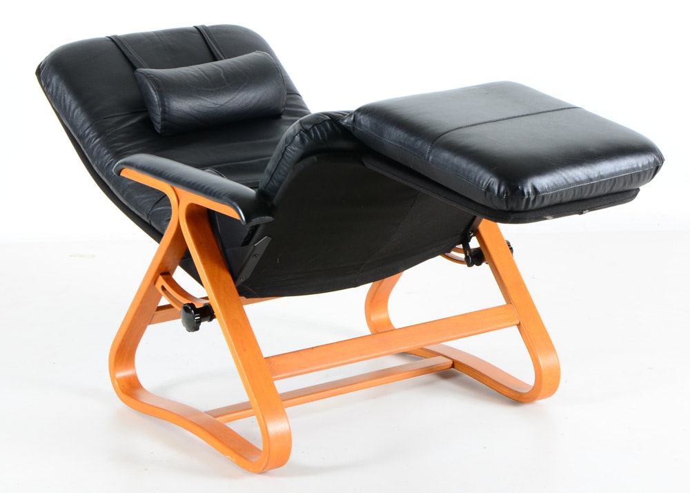BackSaver Black Leather "Signature" Zero-Gravity Recliner Chair : EBTH BackSaver Black Leather "Signature" Zero-Gravity Recliner Chair : EBTH
