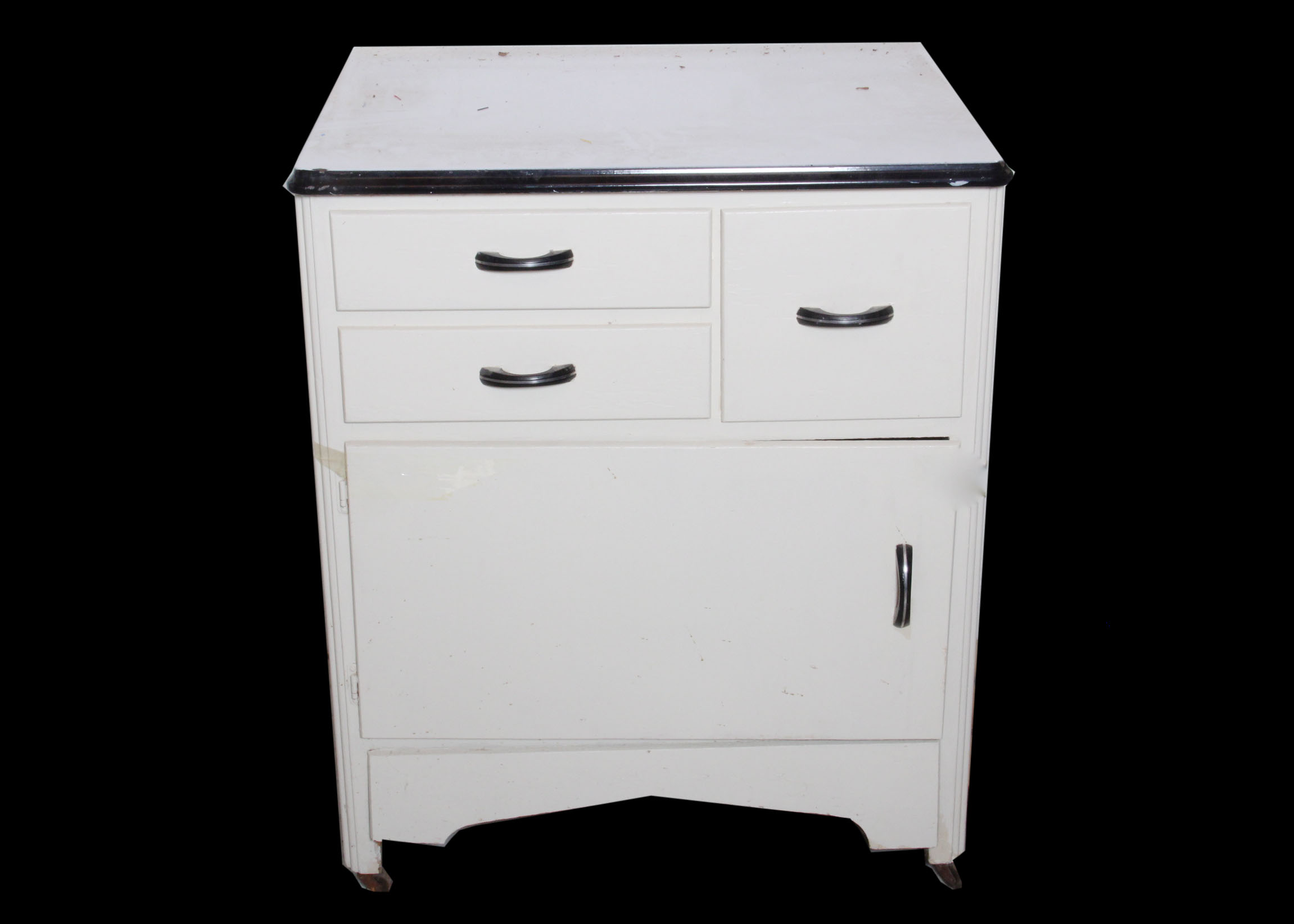 Vintage Enamel Top Cabinet Ebth