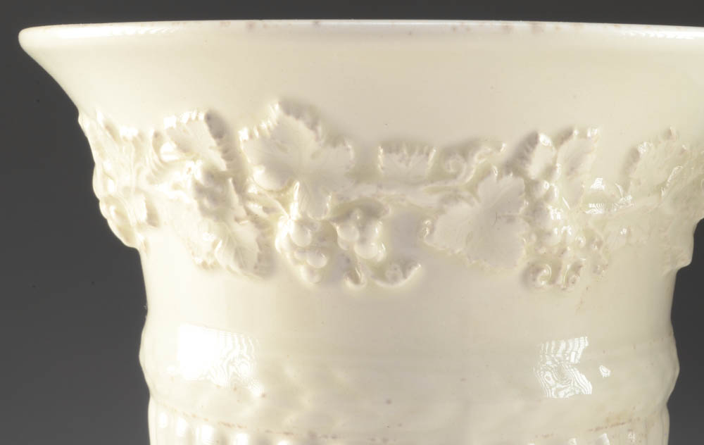 Pair Wedgwood Embossed Queensware Cream on Cream Vases EBTH