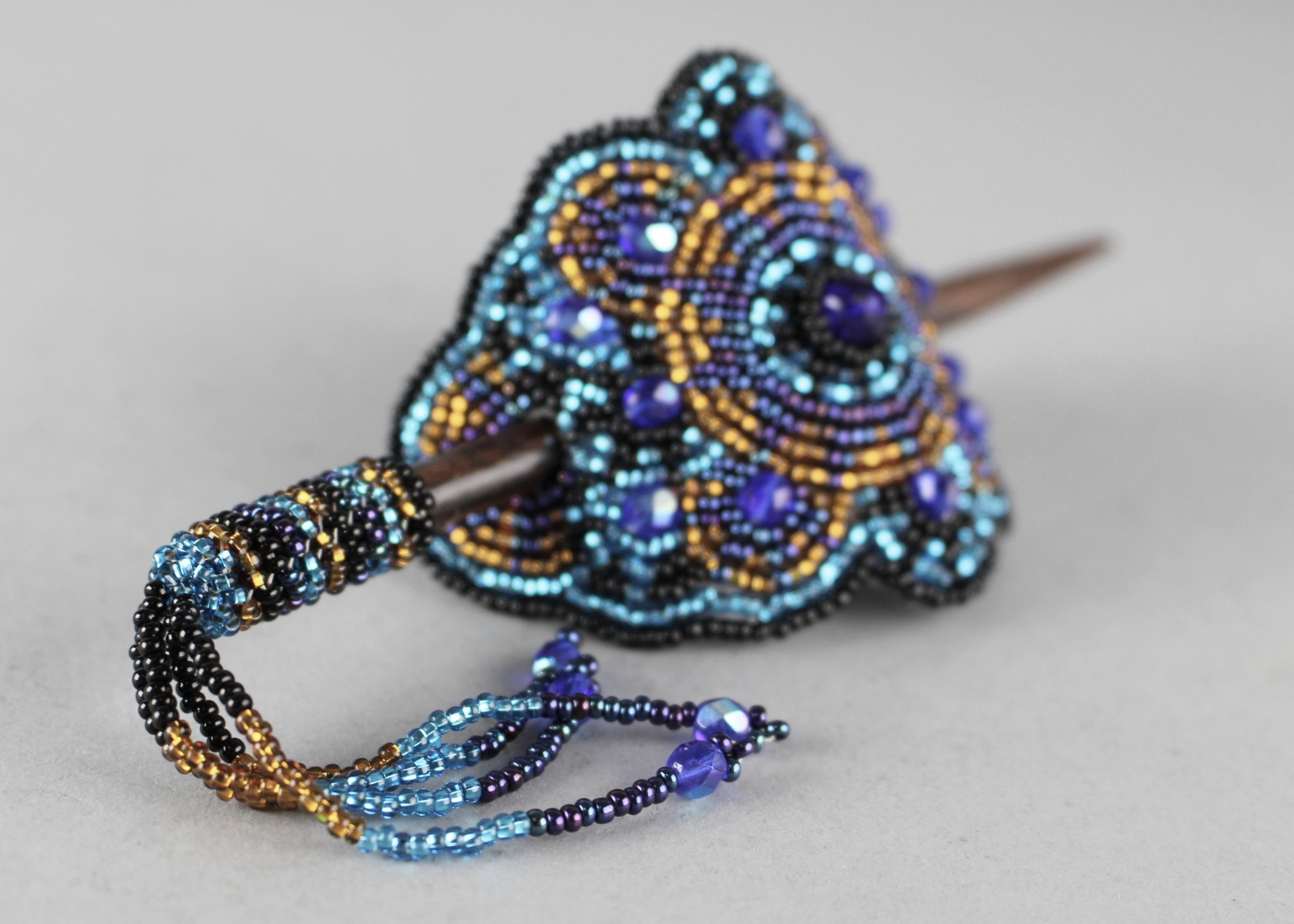 Native American Beaded Leather Hair Barrettes EBTH