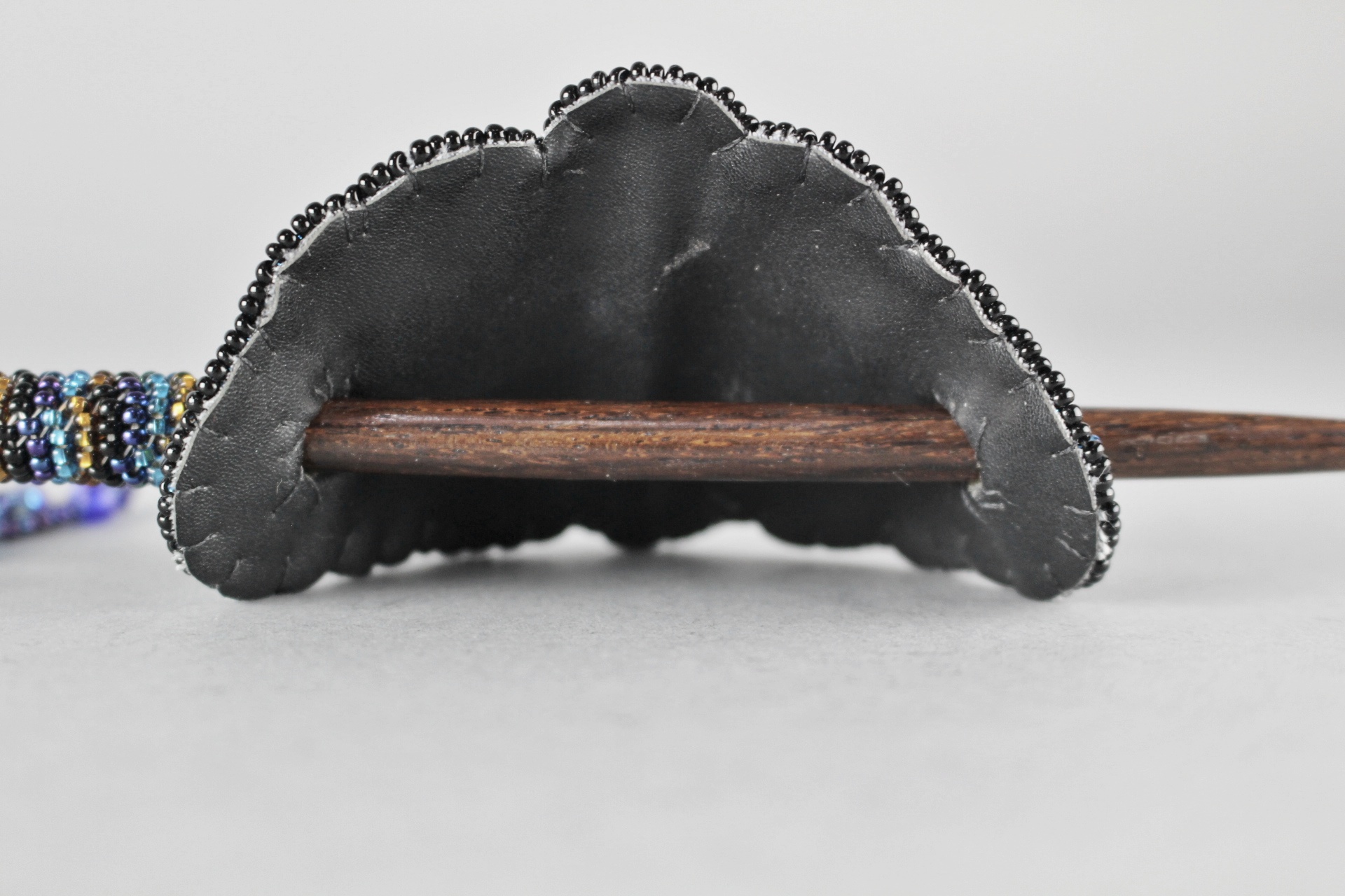 Native American Beaded Leather Hair Barrettes EBTH