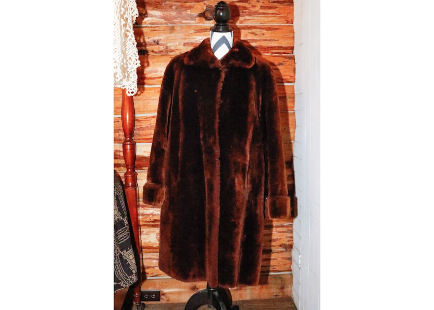 Vintage 1950's Mouton Lamb Fur Coat EBTH