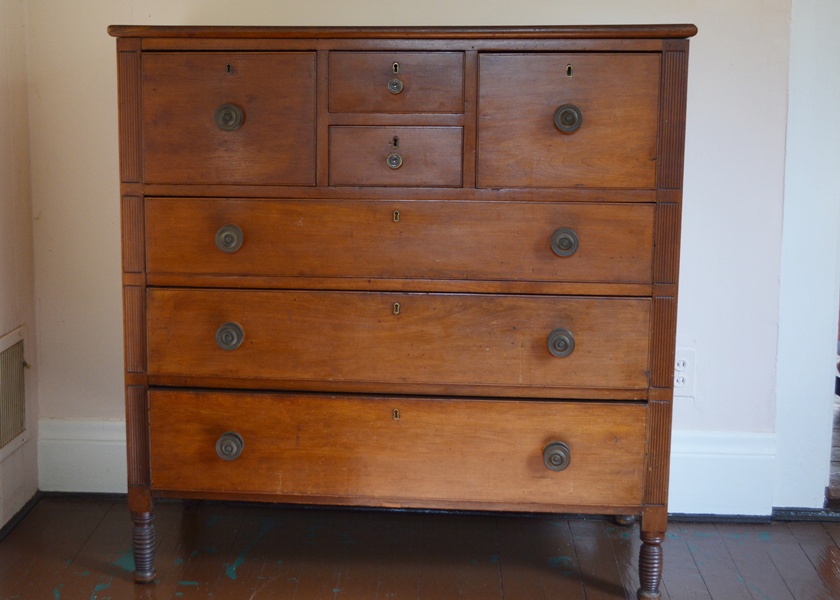 Antique Sheraton Style Cherry Chest Of Drawers Ebth