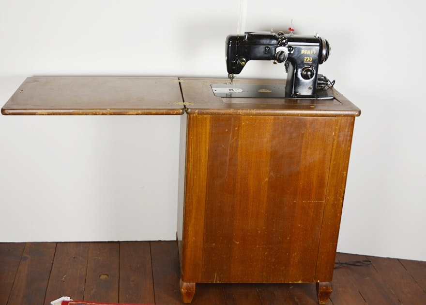 Pfaff 230 Sewing Machine And Cabinet Ebth