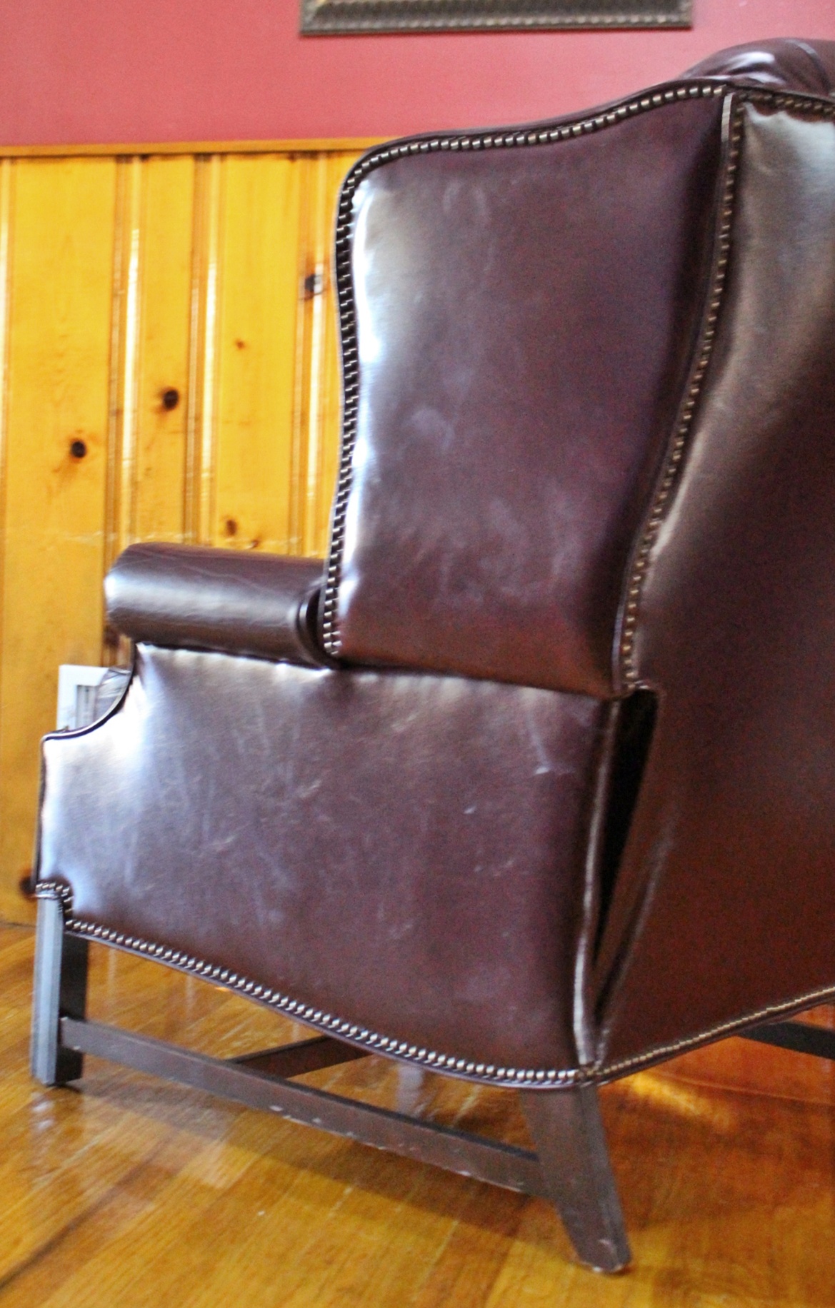 Burgundy Leather Barcalounger Wingback Recliner | EBTH