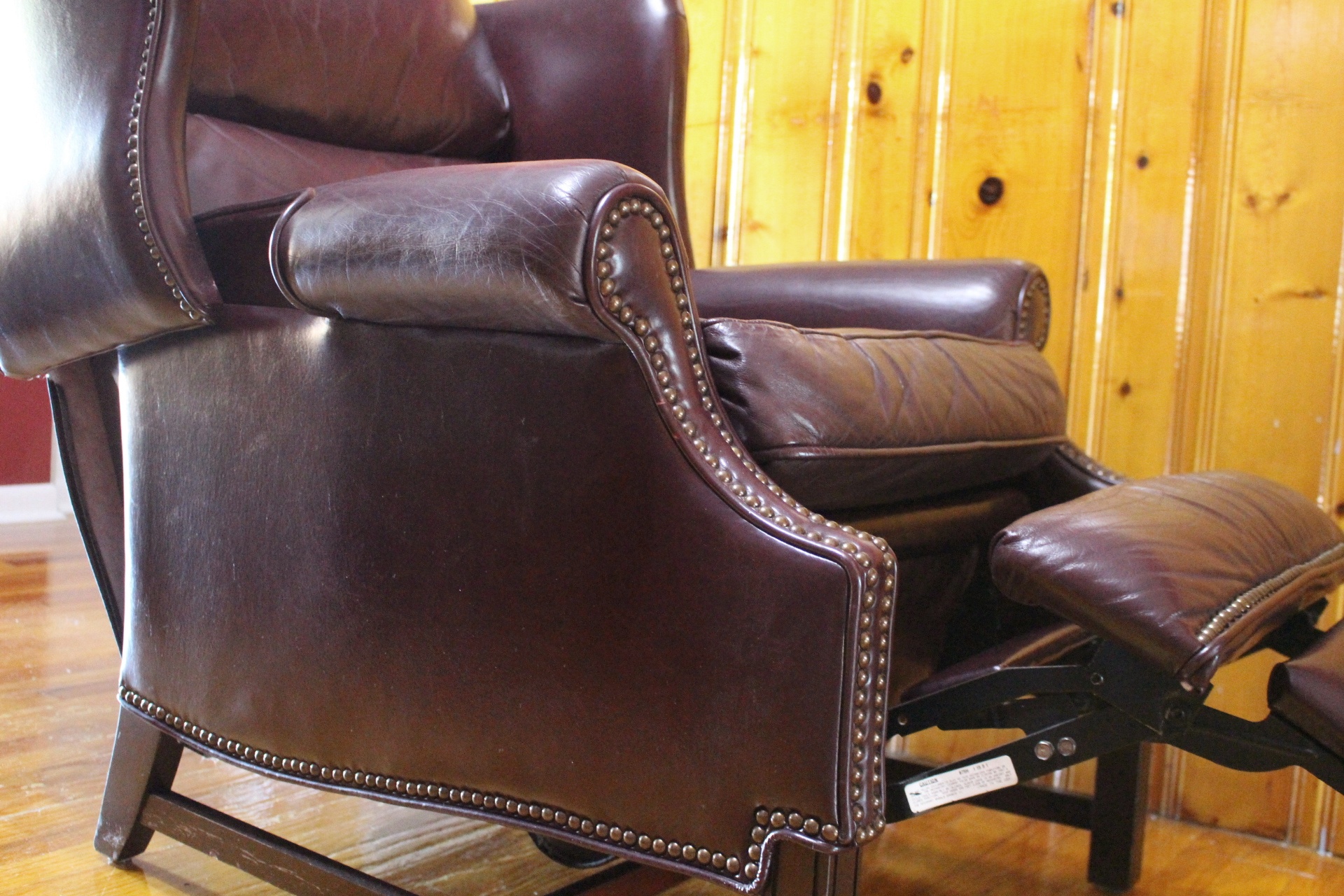 Burgundy Leather Barcalounger Wingback Recliner EBTH