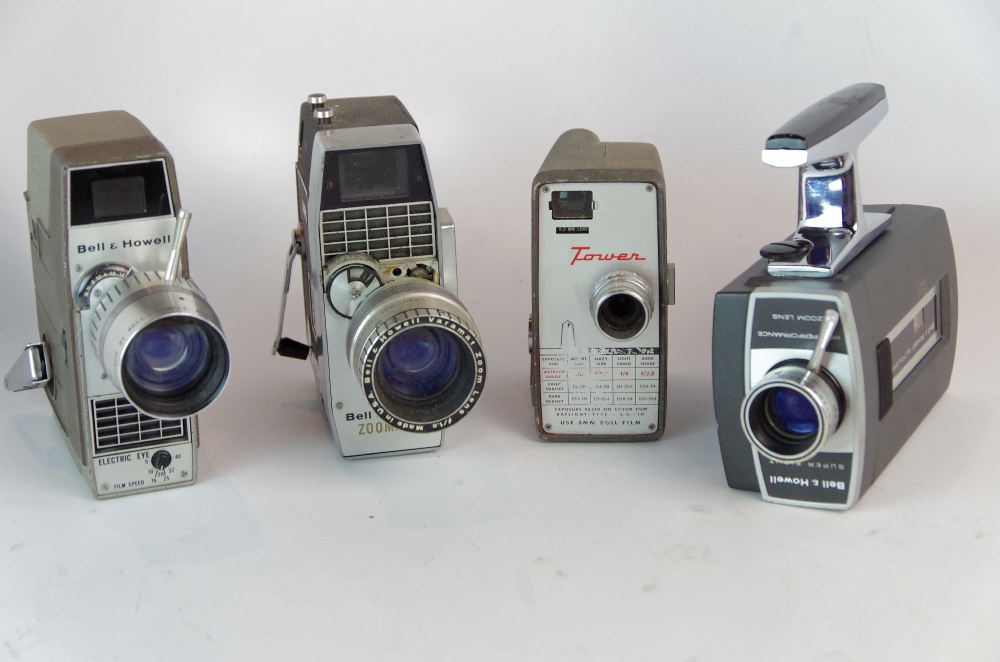 Four Vintage Handheld Movie Cameras Mostly Bell & Howell EBTH
