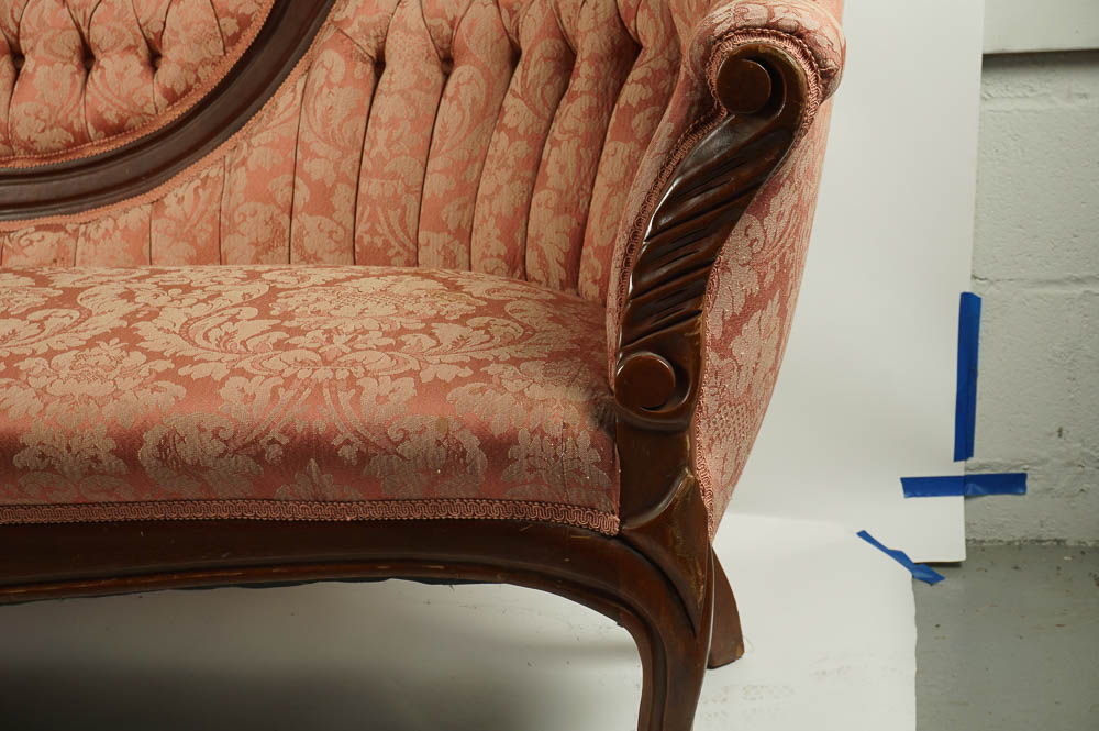 VIctorian Parlor Sofa with Damask Upholstery EBTH