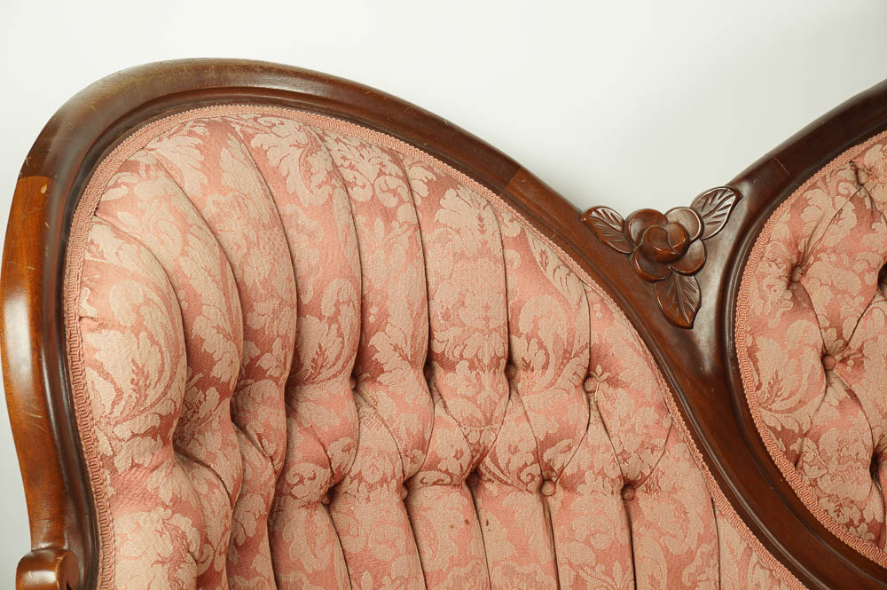 VIctorian Parlor Sofa with Damask Upholstery EBTH