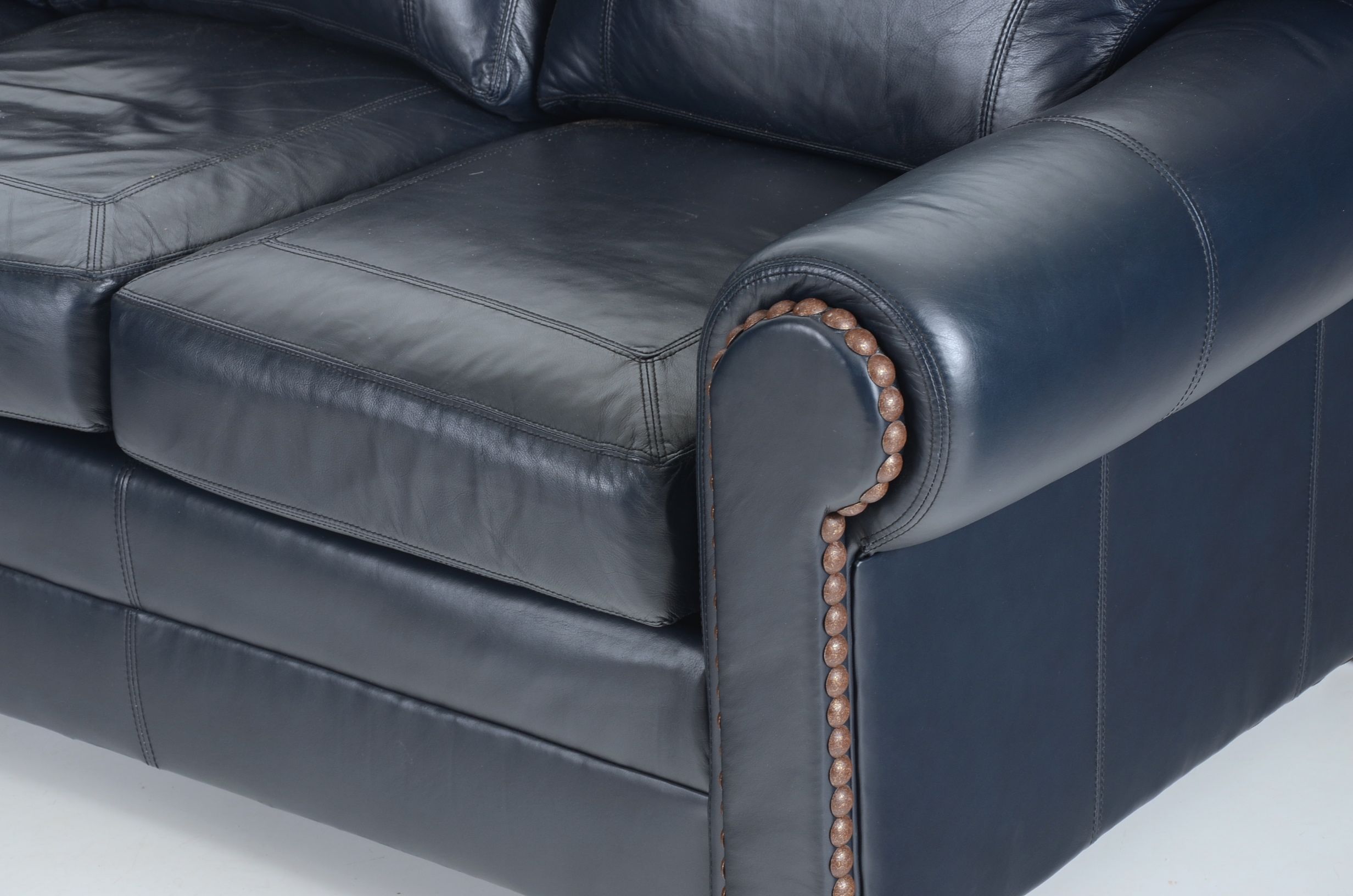 Stickley Navy Leather Sofa EBTH