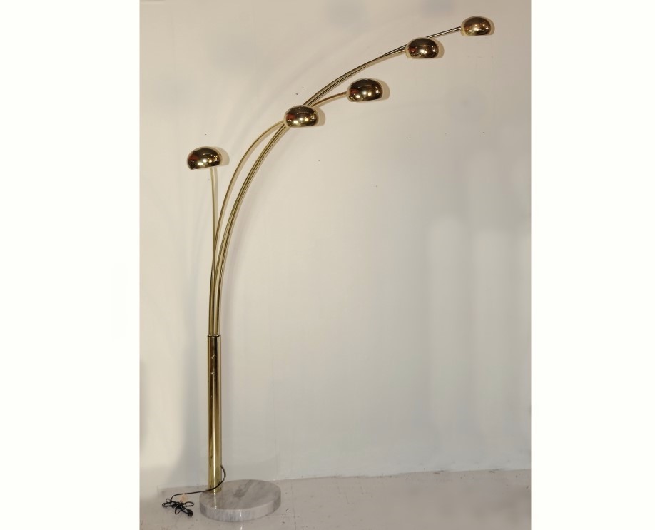 1970s Multi Arm Floor Lamp Brass With Globe Shades