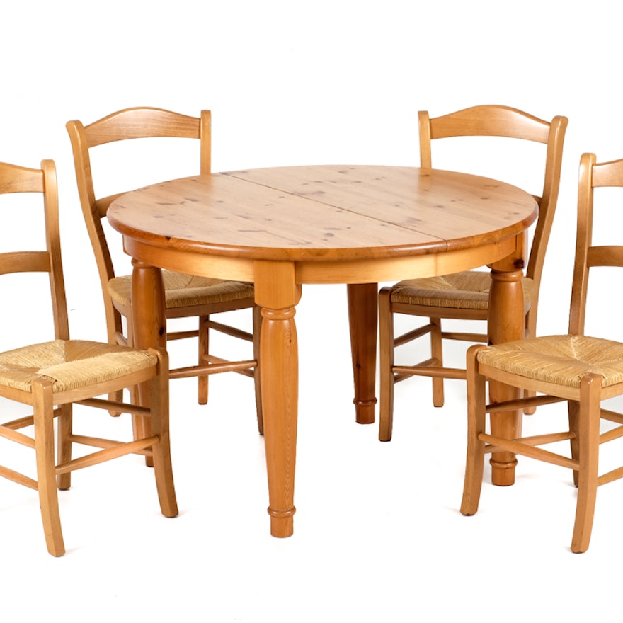 Pottery Barn Pine Dining Table And Four Chairs