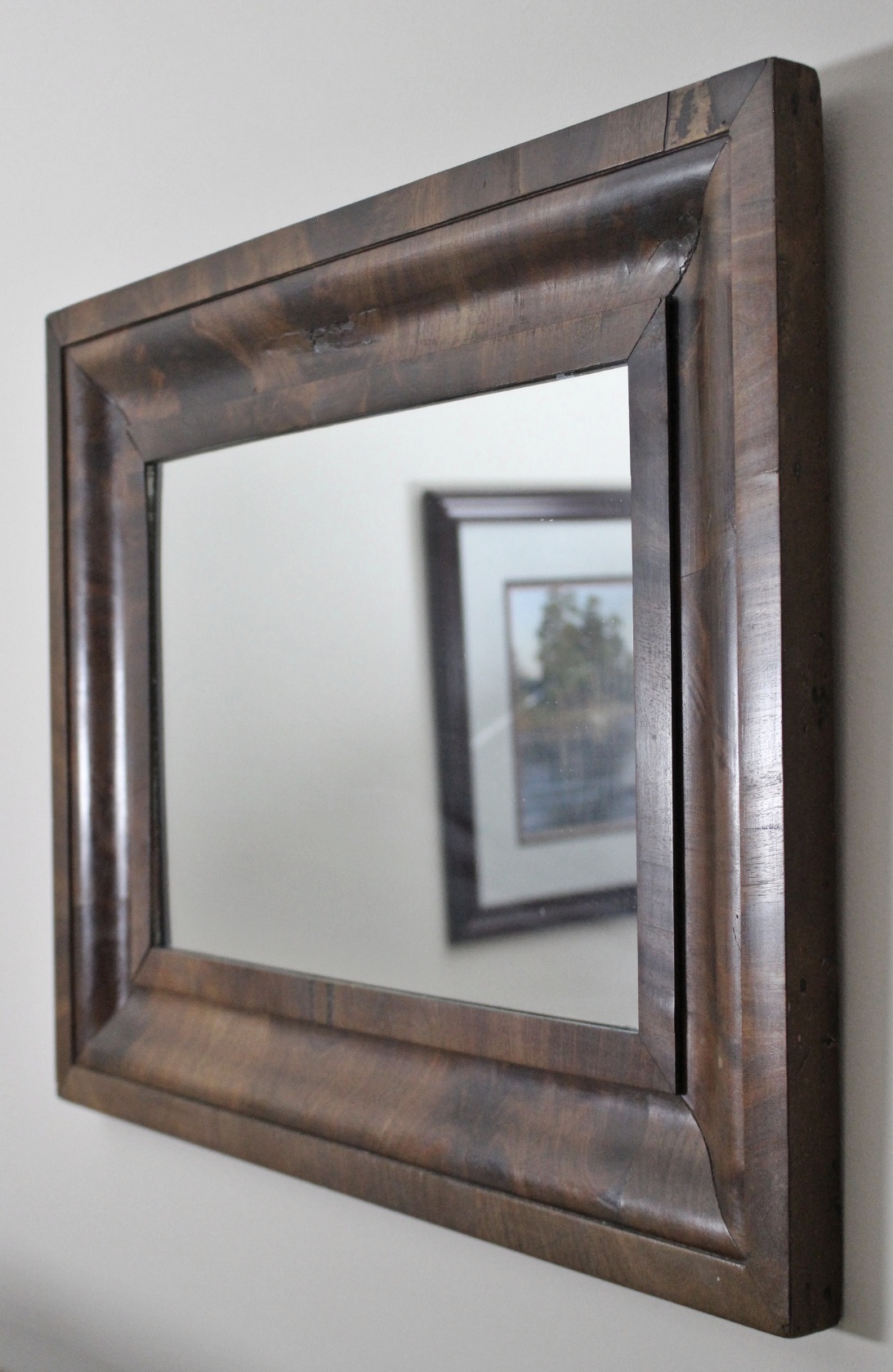 Antique Leaded Mirror with Mahogany veneer Frame EBTH