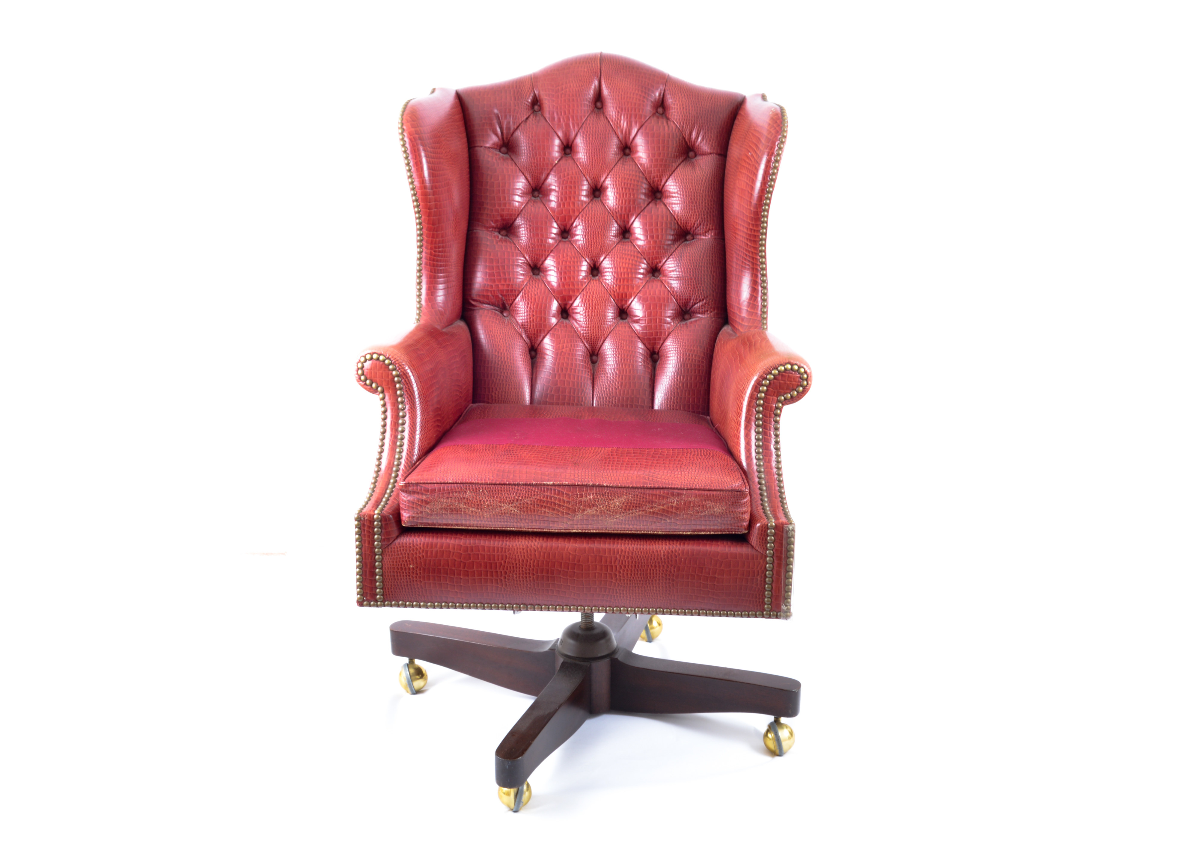 Kittinger Red Embossed Leather Chair EBTH