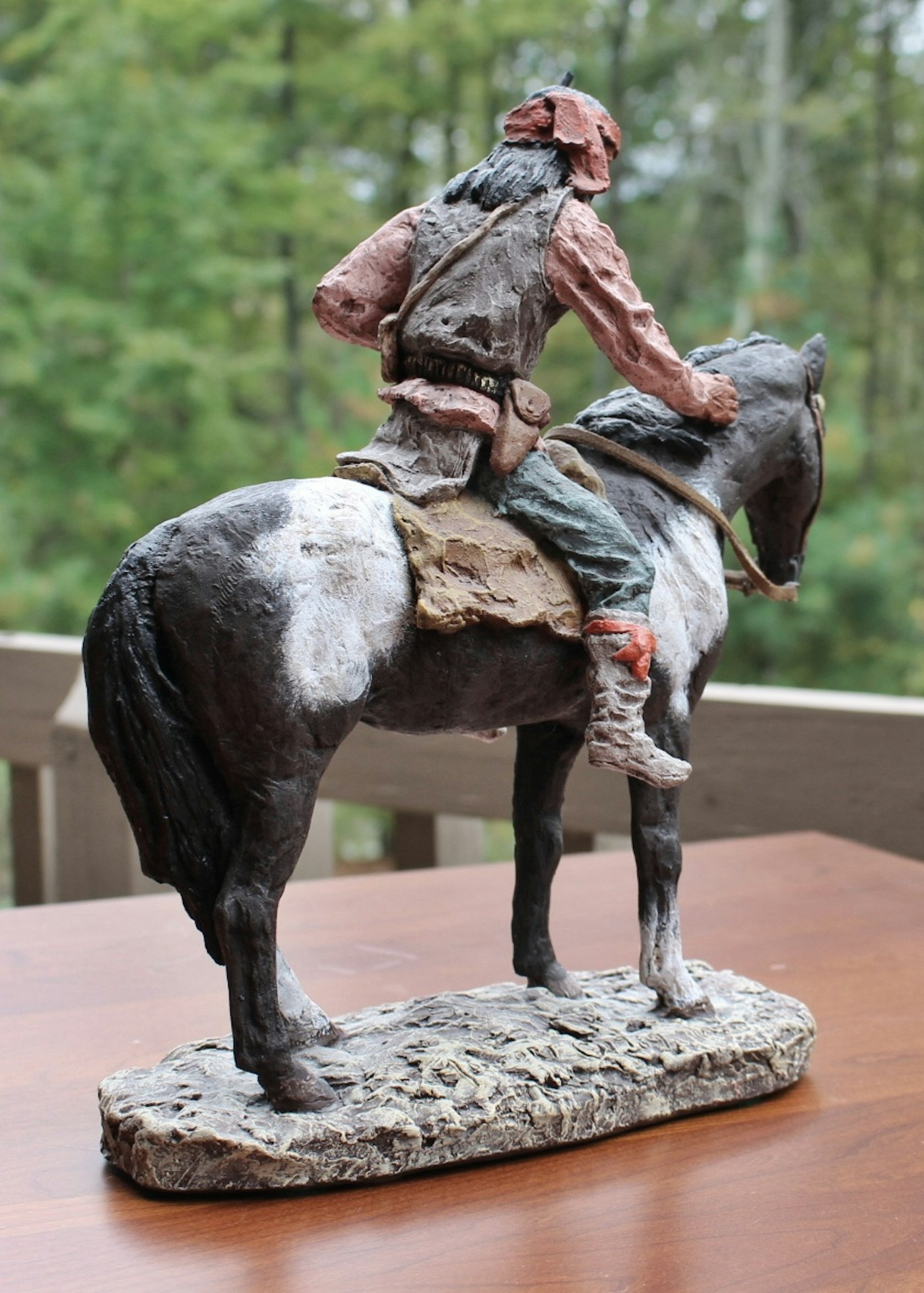 Monfort Western Sculpture Native American on Paint Horse EBTH