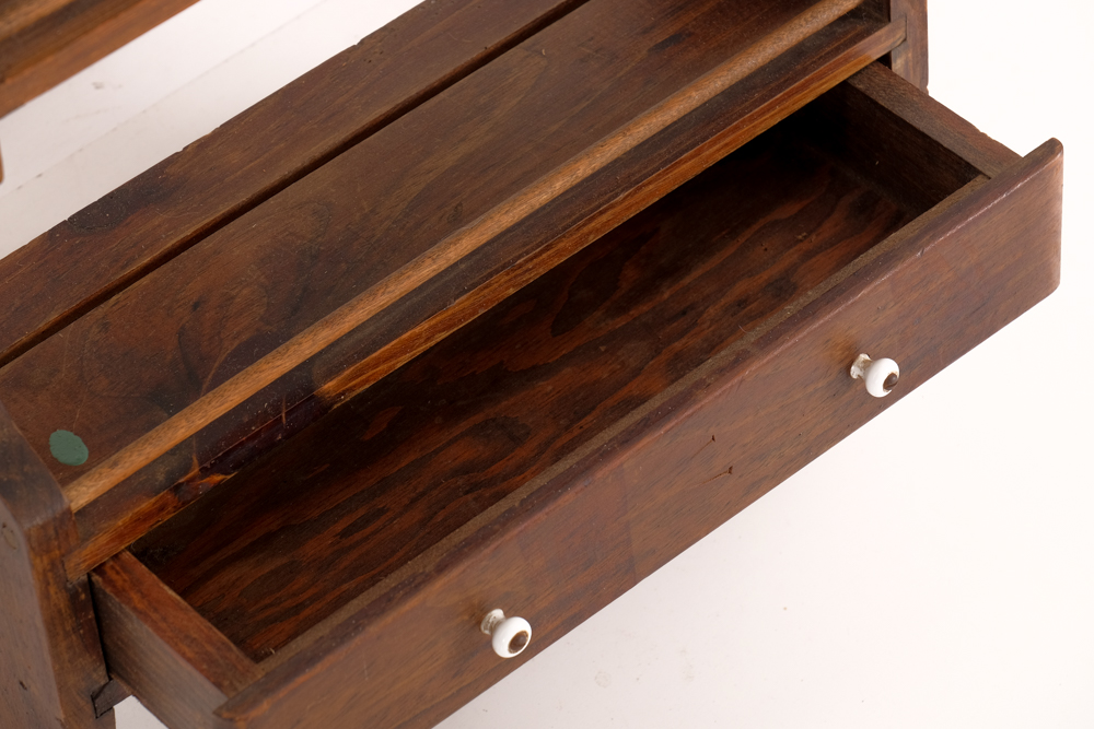 Pine Wall Shelf with Drawer EBTH