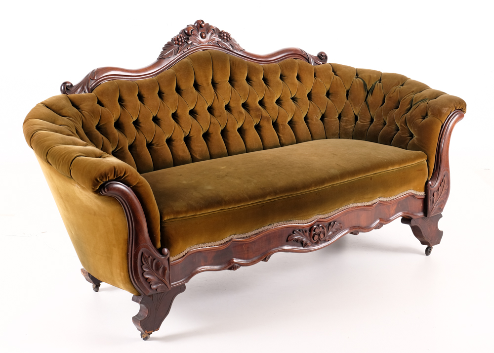 Victorian Green Velvet Tufted Sofa EBTH