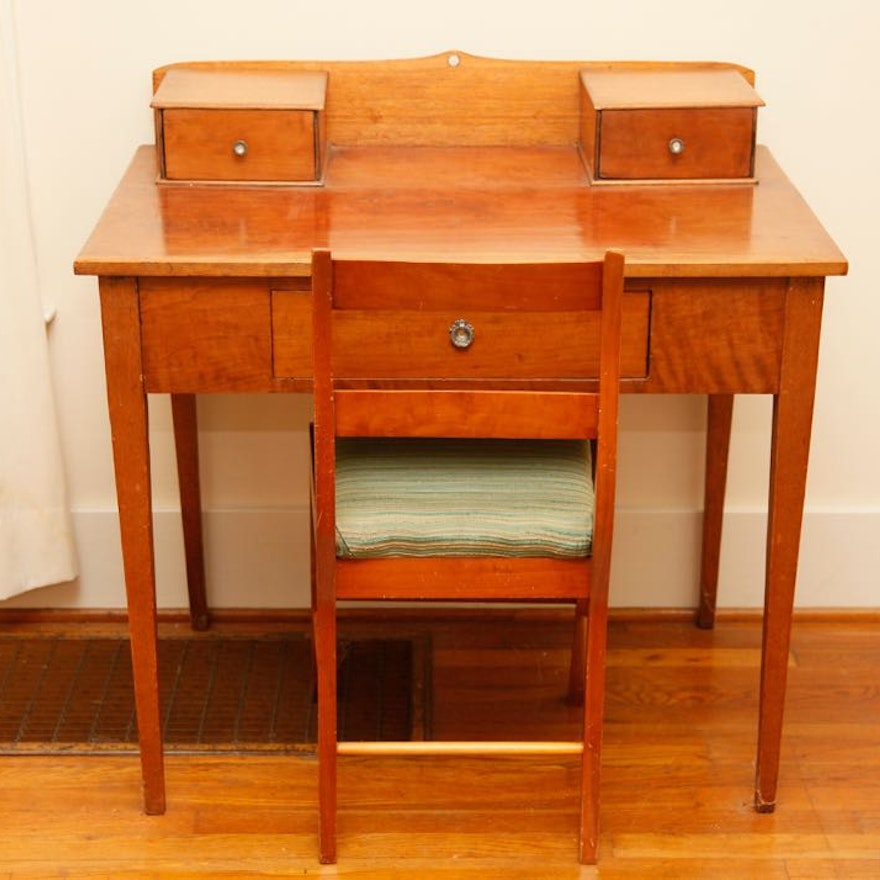Antique Cherry Desk And Empire Reproduction Chair : EBTH Antique Cherry Desk and Empire Reproduction Chair ... - Antique Cherry Desk And Empire Reproduction Chair : EBTH
