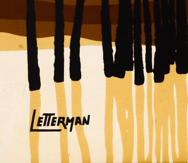 Letterman Graphic Painting of Sunset and Trees EBTH