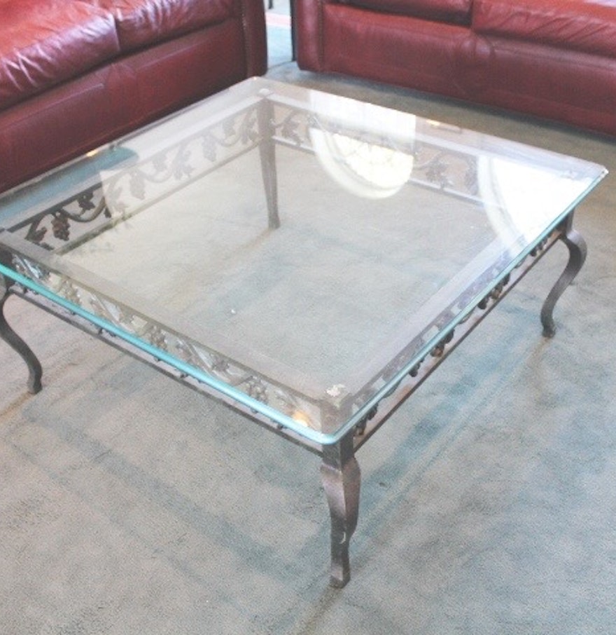 Wrought Iron And Glass Square Coffee Table Ebth - Wrought Iron And Glass Square Coffee Table wrought iron and glass square coffee table ebth - wrought iron and glass square coffee table