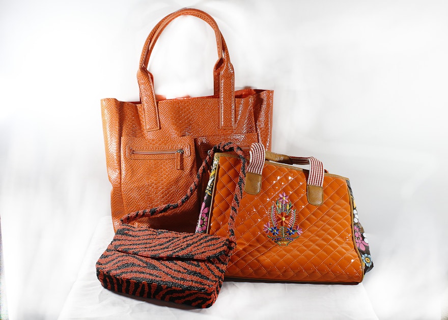 Neiman Marcus Tote Bag with Two Orange Bags : EBTH