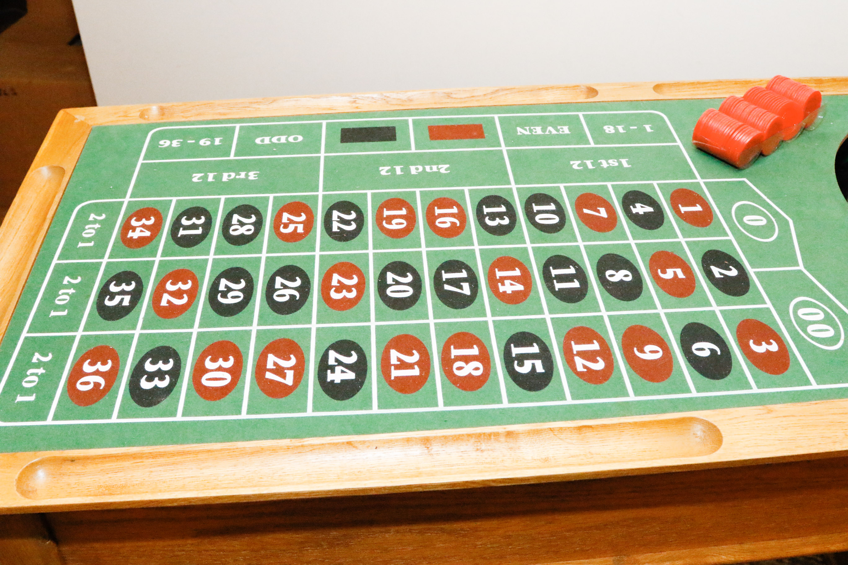 Blackjack roulette craps wood table