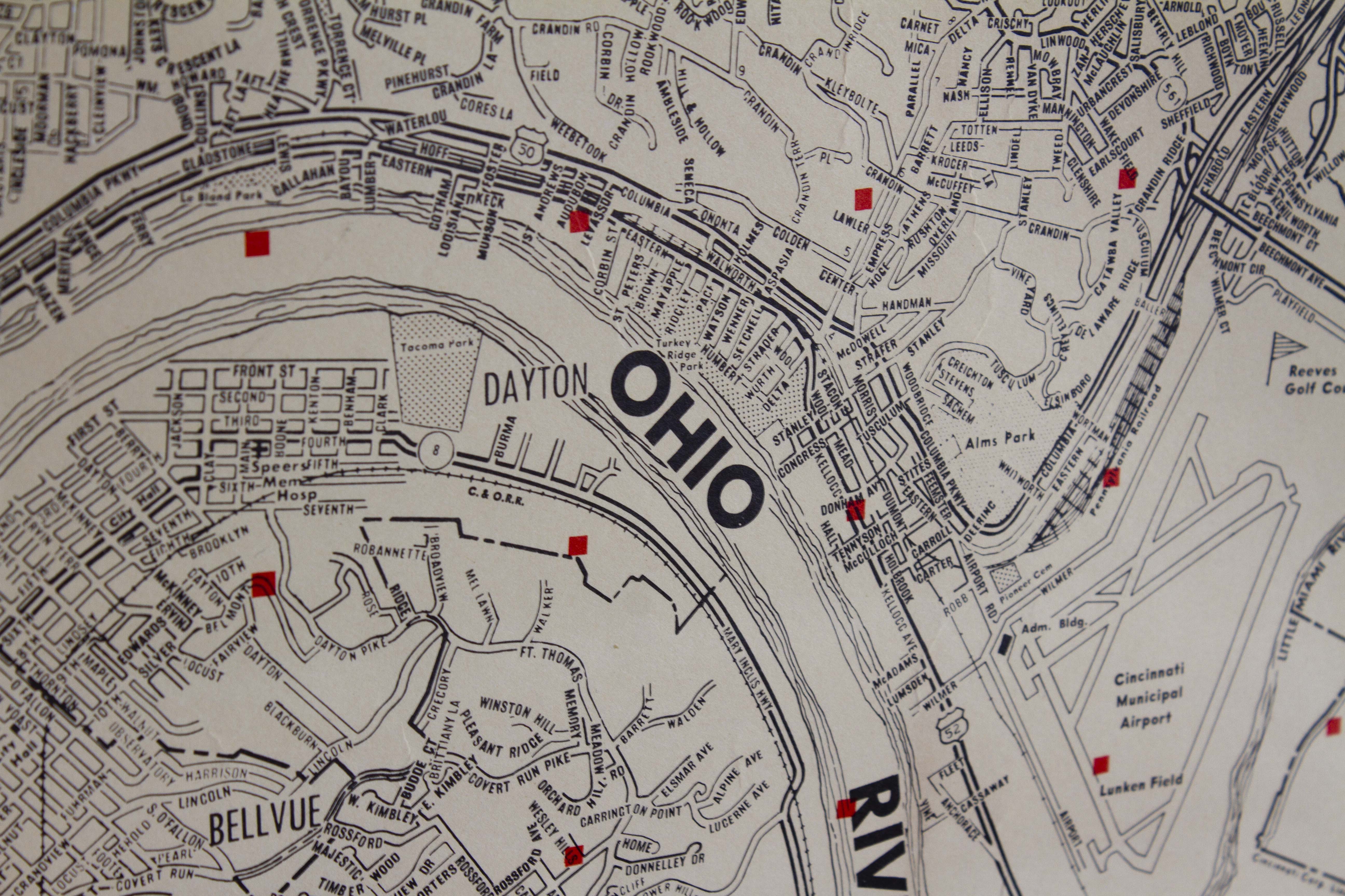 Vintage Cincinnati Metro Area Map EBTH
