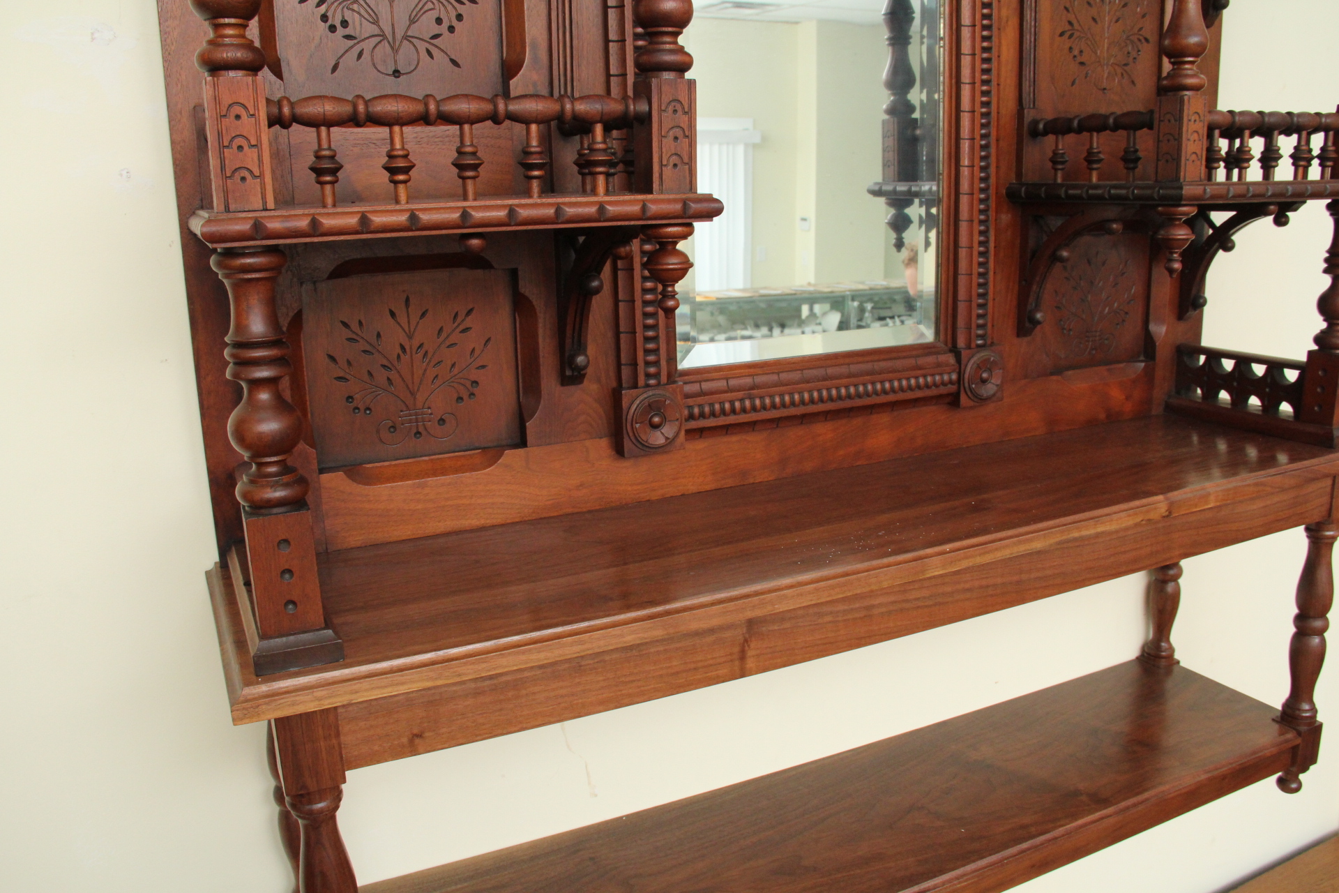 Antique Eastlake Walnut Repurposed Wall Shelf EBTH