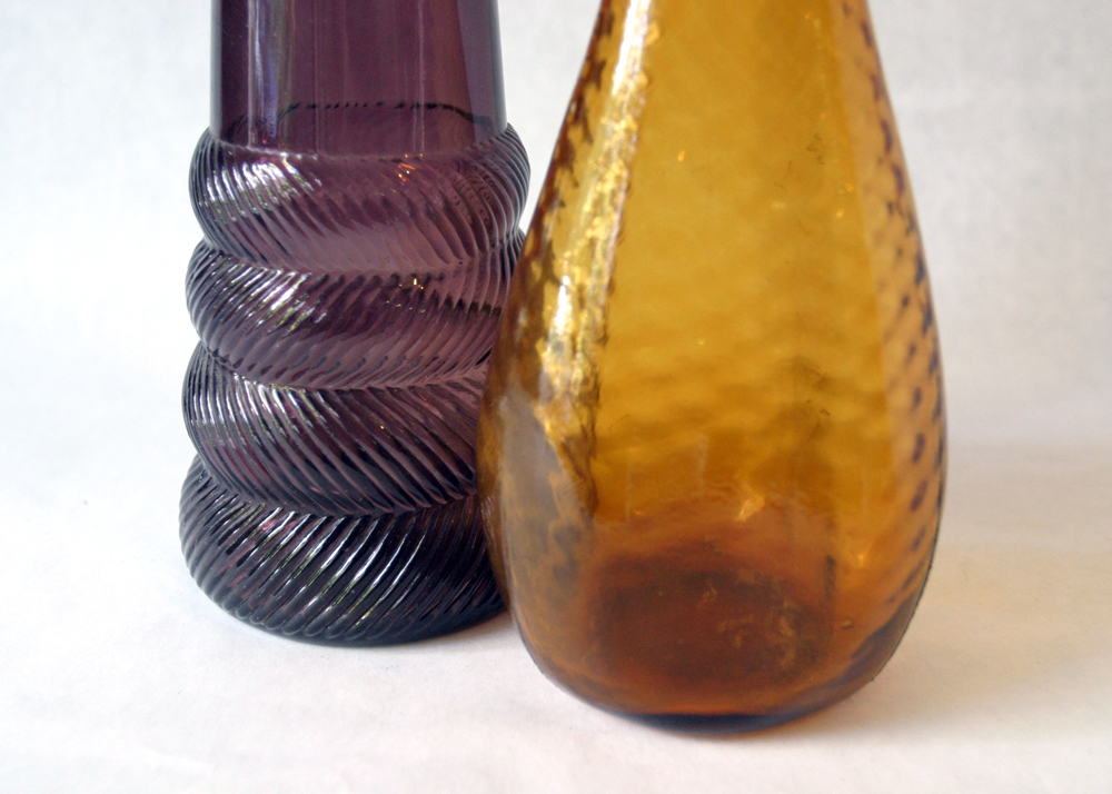 Two Vintage MidCentury Tall Glass Vessels EBTH