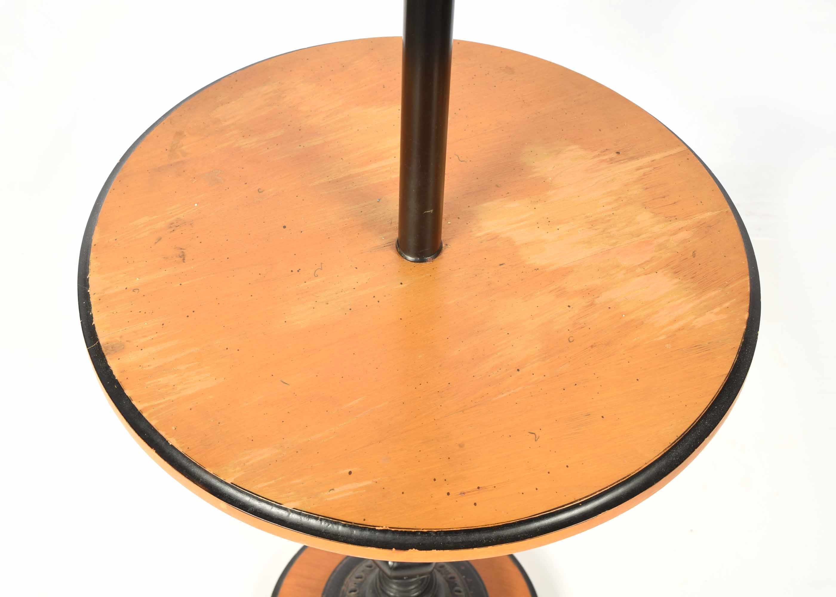 Mid Century Maple and Black Metal Floor Lamp with Table Ledge EBTH